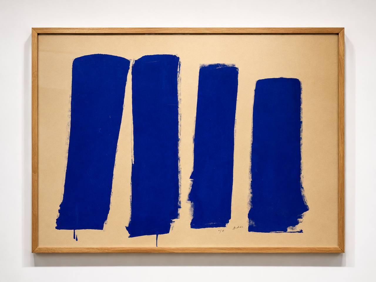 Albert Chubac, Composition en bleu, vers 1960, acrylique et pigment sur papier.