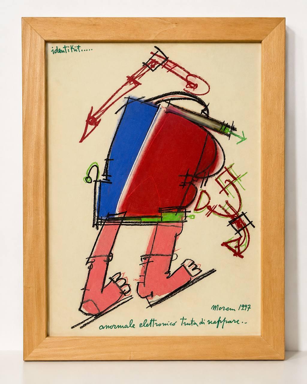 Mattia Moreni, Anormale elettronico tenta di scappare, 1997, pastel sur papier.