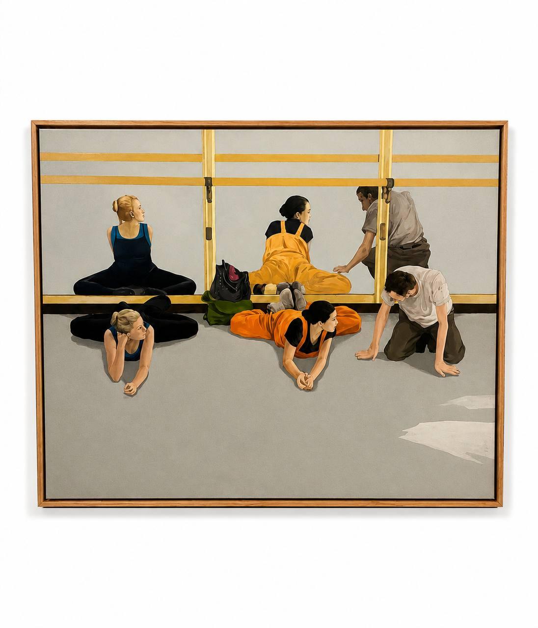 Longin Szmyd, Répétition de ballet, pause, acrylique sur toile.