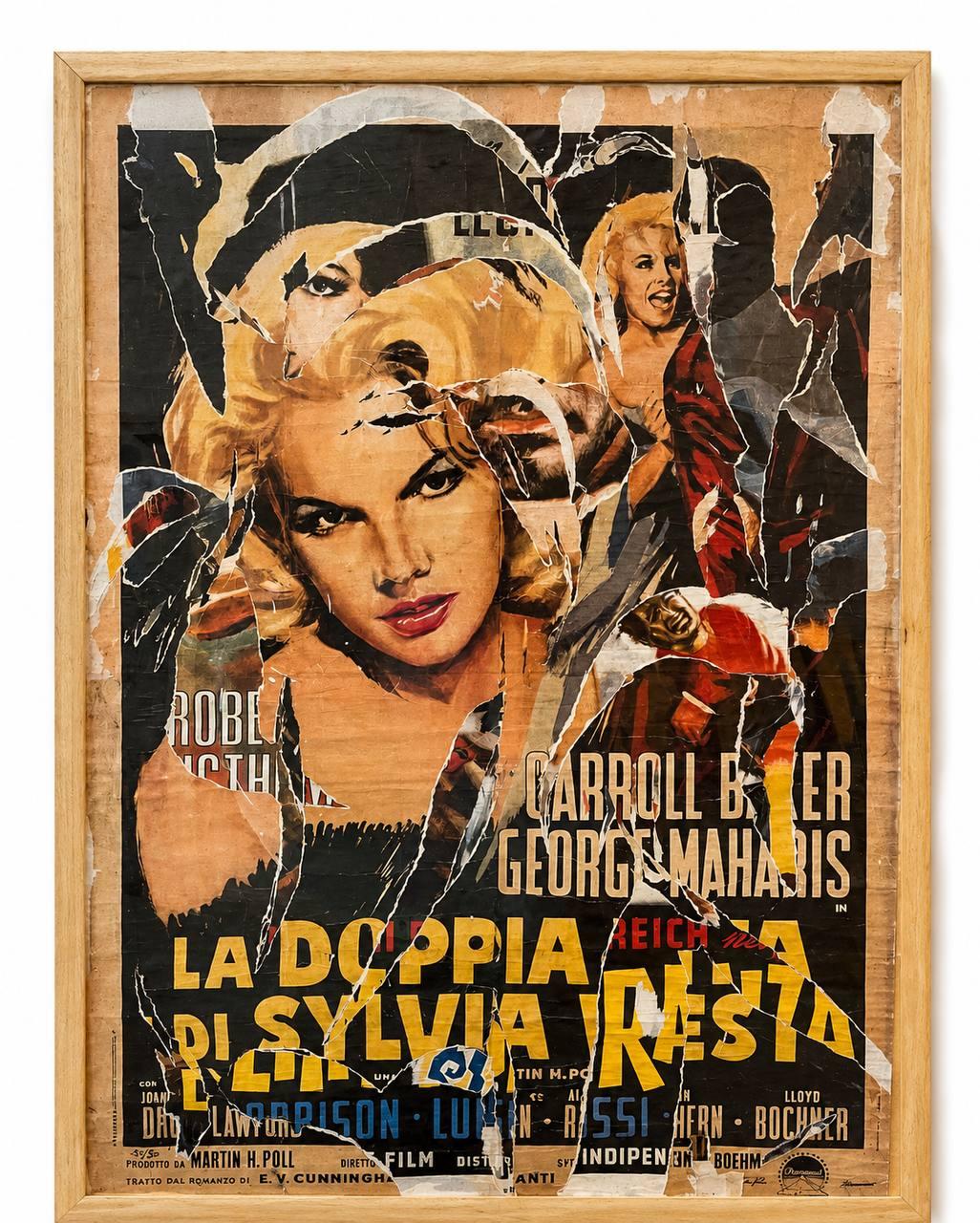 Mimmo Rotella, La Doppia Vita di Sylvia West, 1965, affiche marouflée technique mixte, édition 45/50.